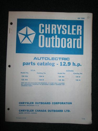 1971 chrysler outboard 12.9 hp parts catalog manual autolectric 124ha 125ha +