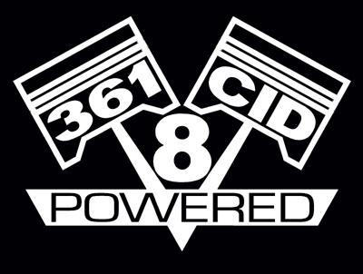 2 v8 361 cid engine piston decal set sticker emblems