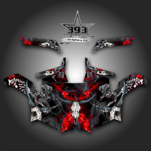 Polaris rzr 900 xp utv wrap graphics decal kit 2011-2014 skull rider red