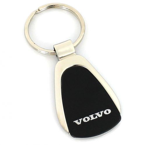 Volvo black tear drop metal key ring