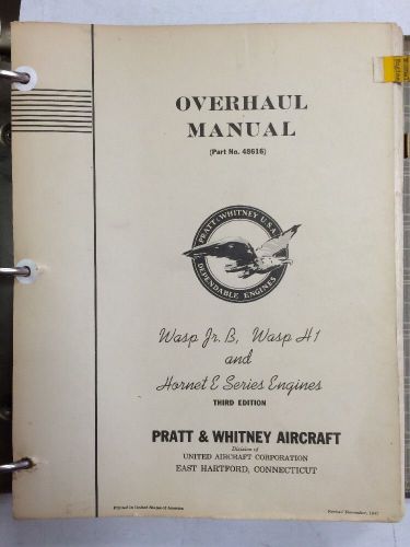 1942 pratt &amp; whitney waspjr, b, wasp h1&amp; hornet e series overhaul manul/ops/more