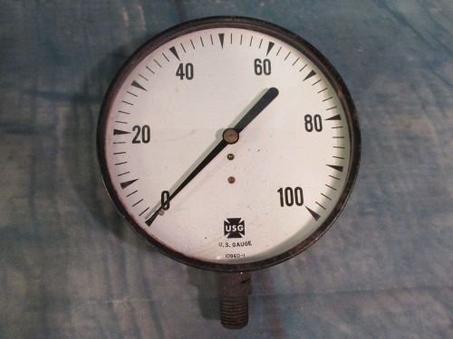 Large vintage white face gauge steampunk decor usg u.s. 5 inch