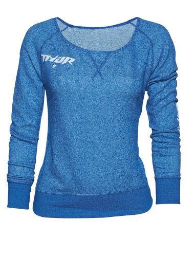 Thor mx motocross women's 2017 roost off-the-shoulder sweatshirt (blue) small