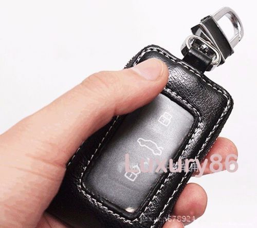 1pcs black pu leather auto car remote key bag case holder cover for bmw vw