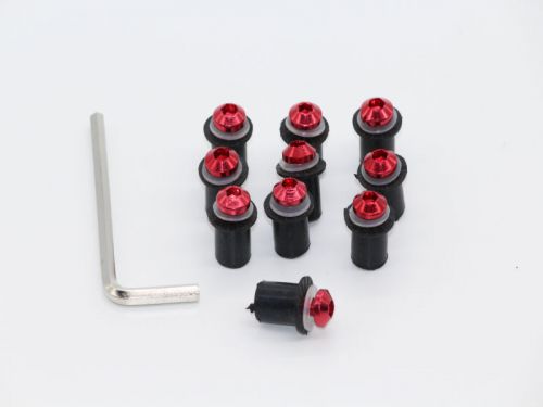 10x red windscreen windshield bolts screws set with hex key for kawasaki ktm