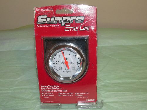 Sunpro style line chrome vacuum/boost gauge cp8203