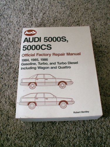 Audi 5000s, 5000c offical factory repair manual covers 1984-1986