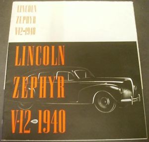 1940 lincoln-zephyr v12 dealer prestige brochure sedan coupe limo cabriolet nice