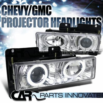 C10 c/k silverado sierra suburban tahoe halo led projector headlight lamp chrome