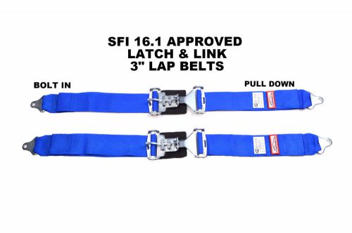 Racerdirect.net new pair 3&#034; latch &amp; link lap belt 2pt racing belt bolt in blue