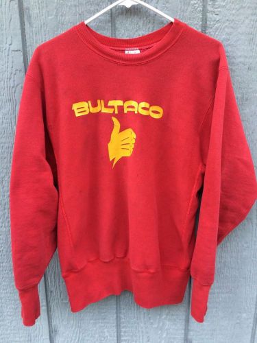 Vintage 70&#039;s bultaco motorcycle champion reverse weave warmup sweatshirt medium