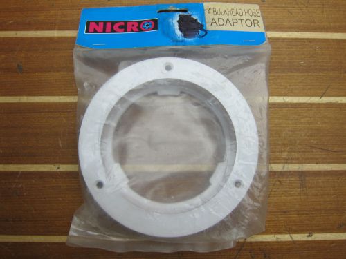 Marinco n10870 nicro 4&#034; white plastic bulkhead hose adapter