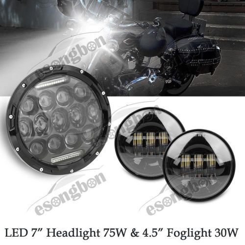 7&#034; headlight cree 75w w/4-1/2&#034; led 30w daymarker foglights fit harley motorcycle