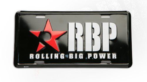 Rbp 91008 black metal license plate with white rbp and red star