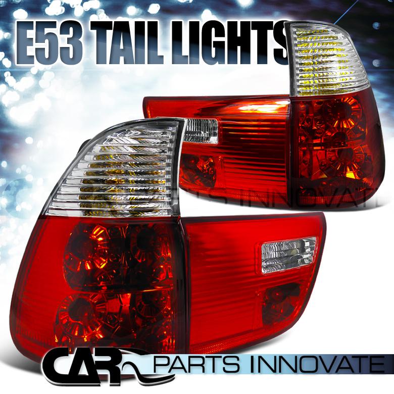 2000-2005 bmw e53 x5 red/clear tail trunk lights brake lamps