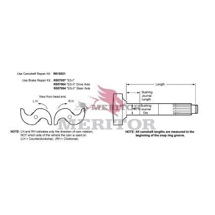 Meritor r607156 camshft 1.50 10
