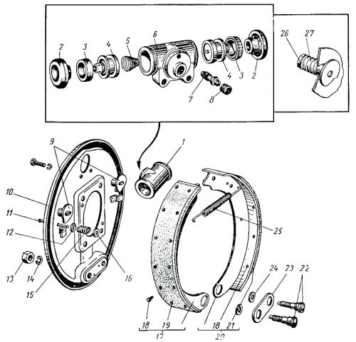 Gaz 21 volga wheel brake cylinders repair kit de reparación