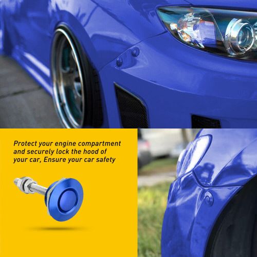 Blue Car Push Button Quick Release Hood Bonnet Pins Lock Clip Bumper Latch Kit, US $12.59, image 3