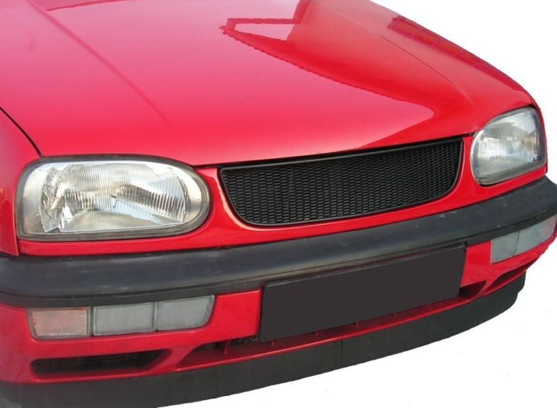 Vw golf 3 badgeless mesh black sport grill grille rare 2 piece metal + abs  mk3 