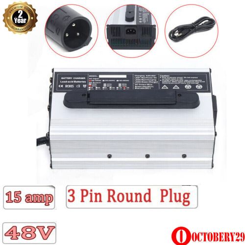 Fits For Club Car 48V 15 AMP Golf Cart 48 Volt Round 3 Pin Plug Battery Charger, US $99.16, image 2