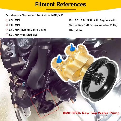 8M0139995 Raw Sea Water Pump Kit For Mercury Mercruiser Quicksilver 4.3 5.0 5.7, US $188.49, image 7