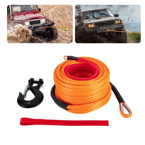Synthetic Winch Rope with Hook Car Tow Recovery Cable 3/8x100ft for 4WD Off-Road, US $63.03, image 2