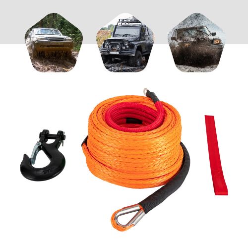 Synthetic Winch Rope with Hook Car Tow Recovery Cable 3/8x100ft for 4WD Off-Road, US $63.03, image 4