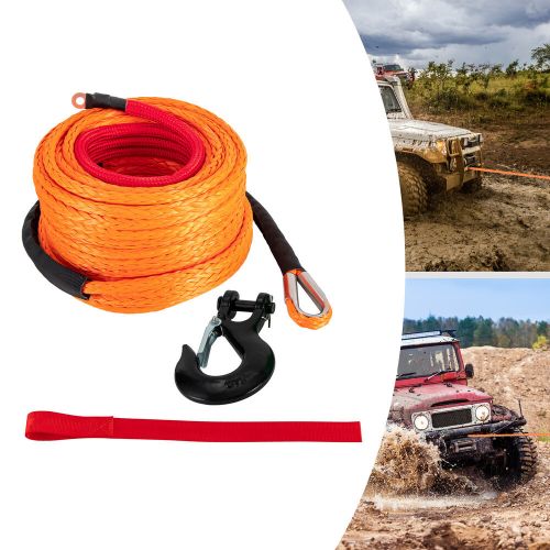 Synthetic Winch Rope with Hook Car Tow Recovery Cable 3/8x100ft for 4WD Off-Road, US $63.03, image 6