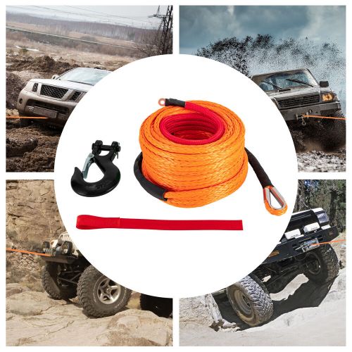 Synthetic Winch Rope with Hook Car Tow Recovery Cable 3/8x100ft for 4WD Off-Road, US $63.03, image 7
