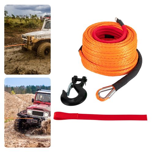Synthetic Winch Rope with Hook Car Tow Recovery Cable 3/8x100ft for 4WD Off-Road, US $63.03, image 8