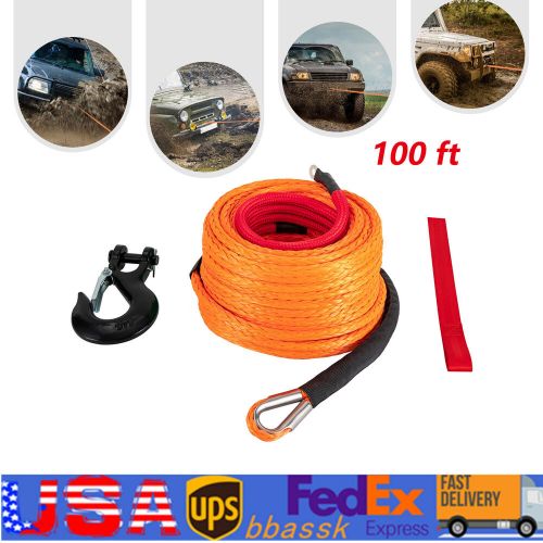 Synthetic Winch Rope with Hook Car Tow Recovery Cable 3/8x100ft for 4WD Off-Road, US $63.03, image 12