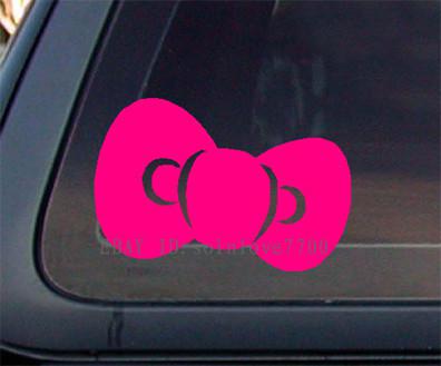 Red/yellow/white/hot pink bow car decal / sticker hello 