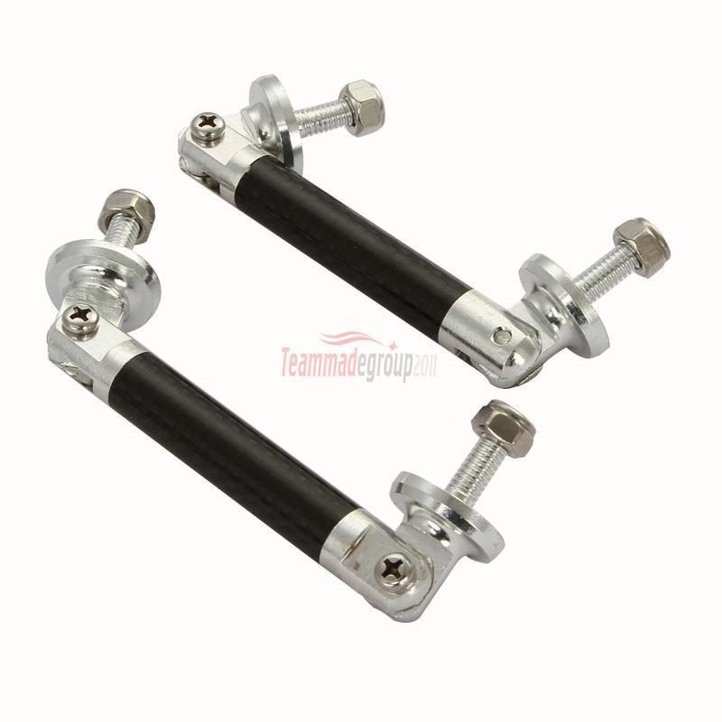Pair aluminum carbon fiber light front bumper lip support rods struts splitters