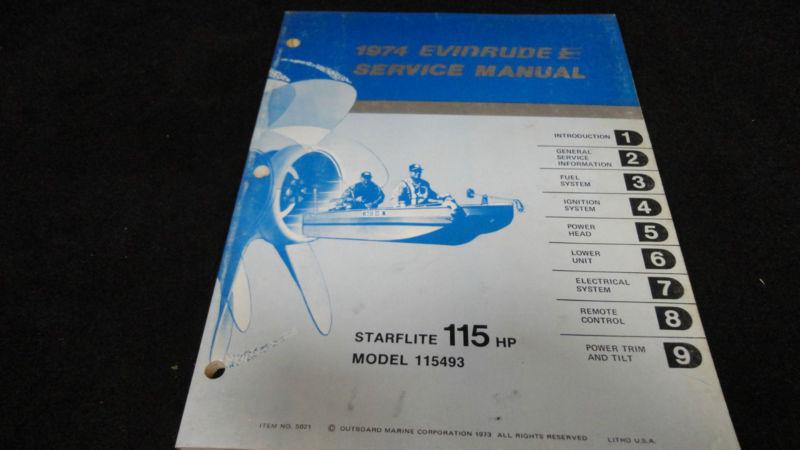 #5021 1974 evinrude starflite 115 hp service manual outboard boat
