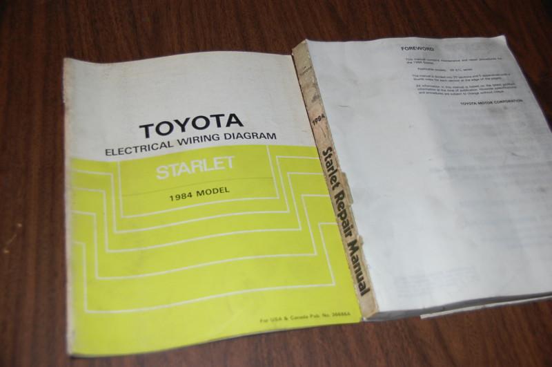 1984 toyota starlet factory oem service repair manual set, ewd.