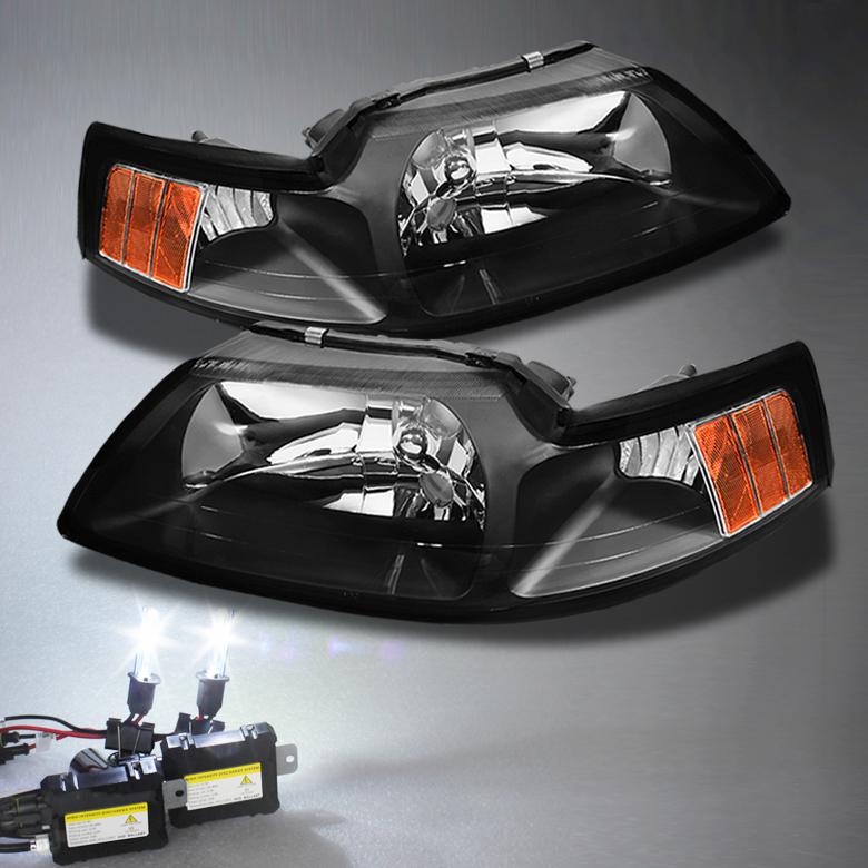 Find 4300K ORIGINAL XENON WHITE HID KIT + 9904 FORD MUSTANG BLACK CRYSTAL HEADLIGHTS in Rowland