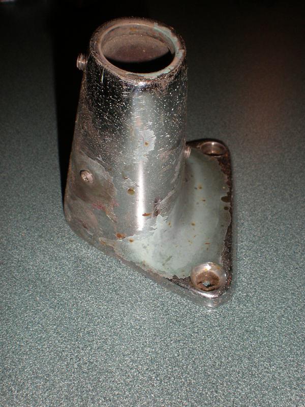 Vintage chris craft chrome bronze angled volcano stanchion base # 6495 - 4" tall