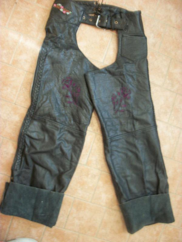 Ladies leather biker / riding chaps size xl