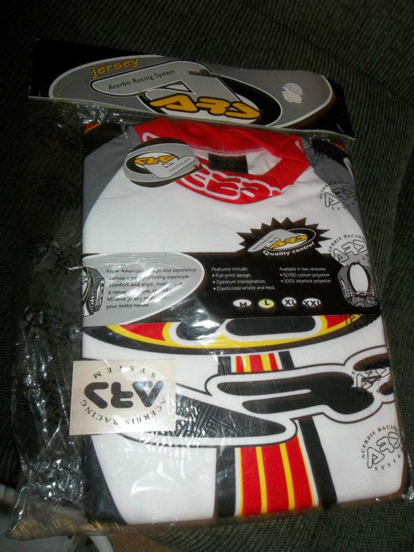 Acerbis acs jersey white black red yellow size large mx riding gear nib