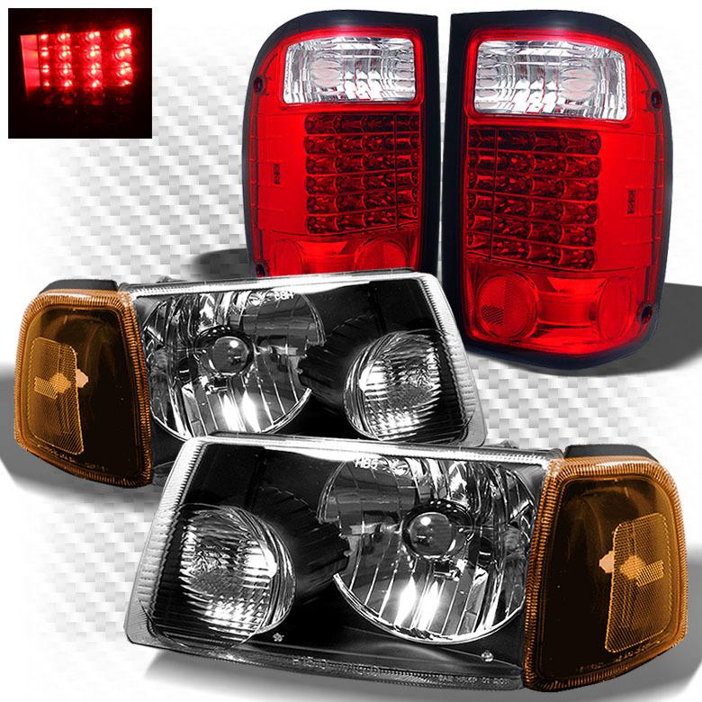 01-05 ranger crystal headlights set + red clear philips-led perform tail lights