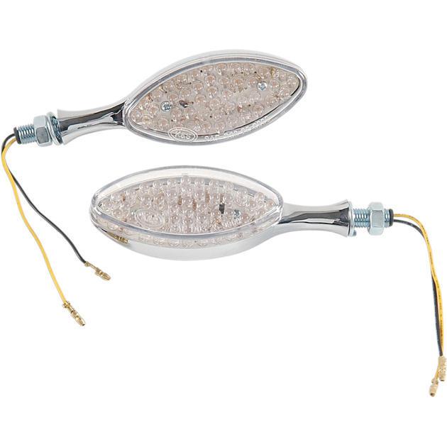 K&s led teardrop turn signal set 12v chrome clear