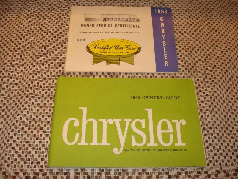 1963 chrysler owners manual original book + extras rare
