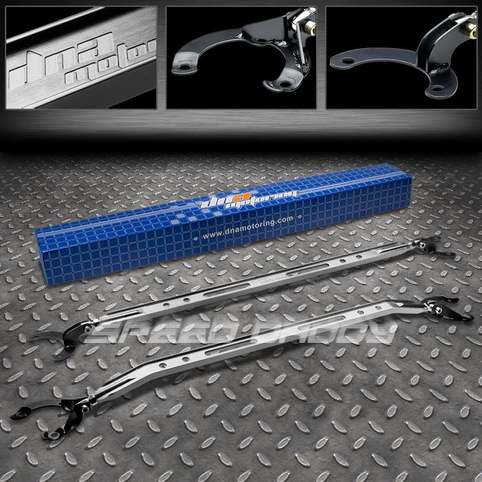 40mm aluminum front tower+rear upper strut bars/arms 01-05 honda civic em silver