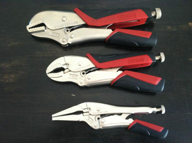 Craftsman tools 3 piece locking pliers lot / set  