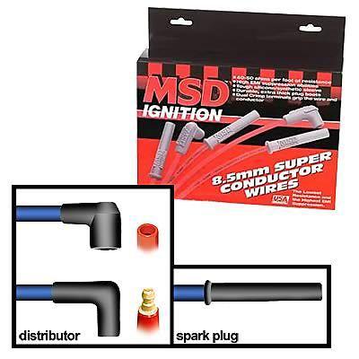 Msd spark plug wires spiral core 8.5mm red multi-angle boots universal l4 set