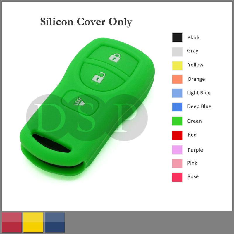 Silicone skin jacket cover holder for nissan remote key case shell 3 button gn