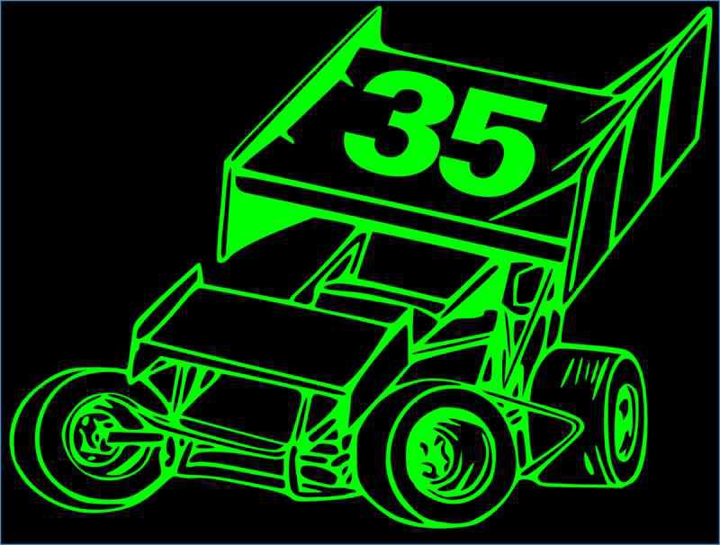 2 sprint car racing custom color and number vinyl window decal