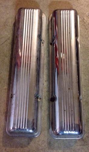 Vintage chrome finned  chevrolet valve covers 327 283 350 sbc chevy hot rat rod 