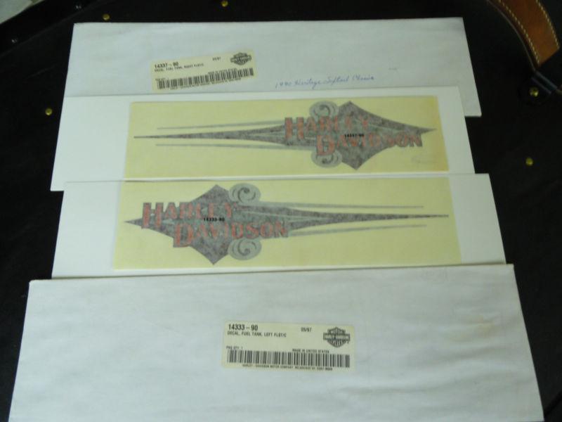 Harley davidson 1990 heritage softail classic nos gas tank decals new  