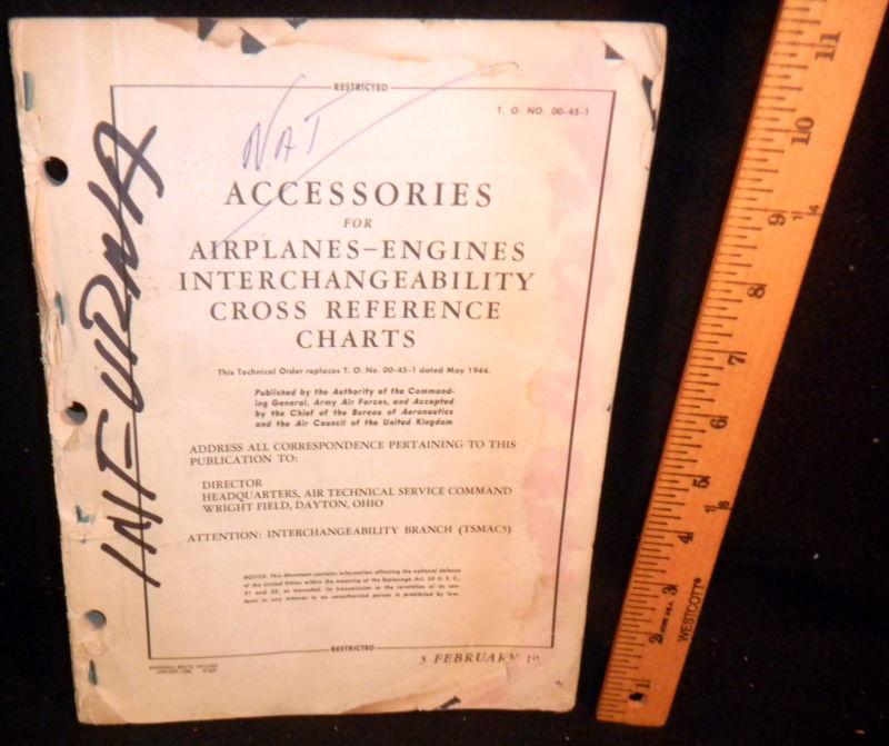 1945 restricted wwii aircraft airplane engines army air force manual book